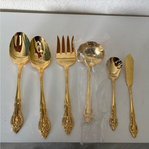 Set of 6 Estia Baroque Gold ElectroPlate Flatware  Service Ware Made in Korea